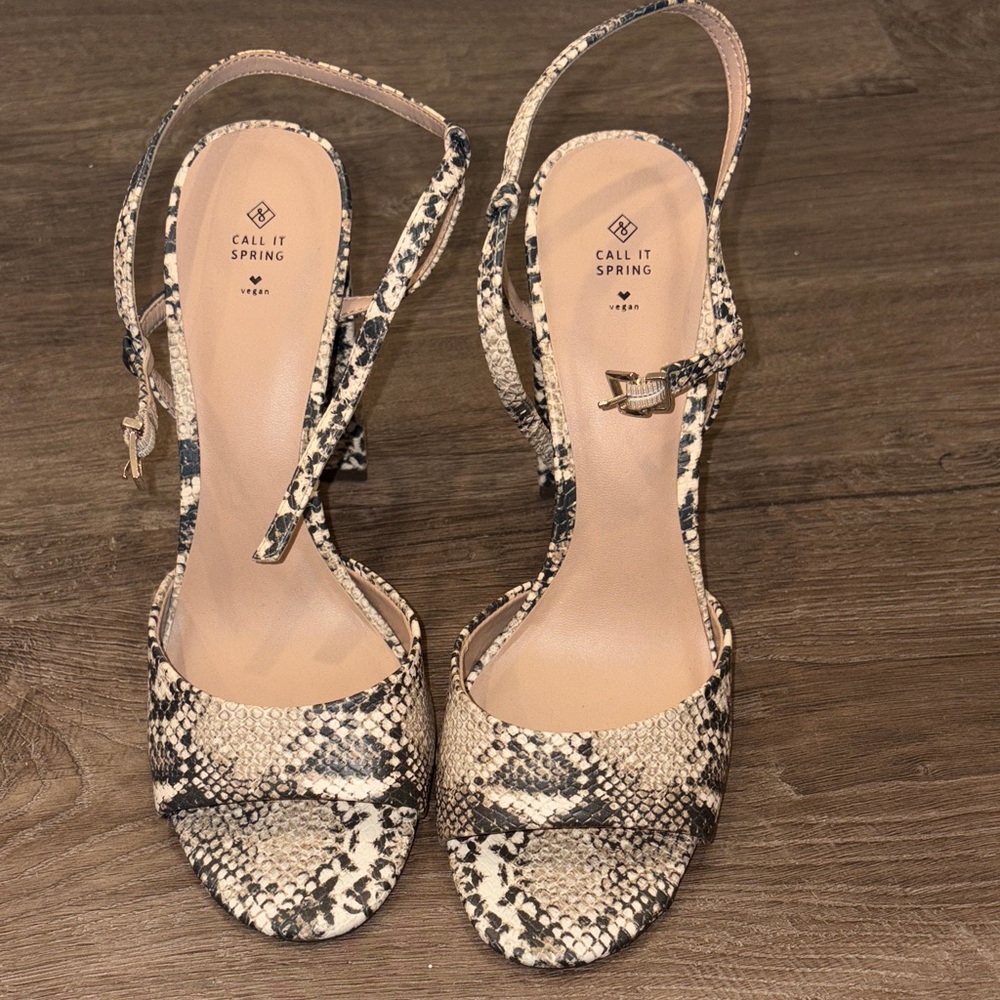 Call It Spring Snakeskin Print Heels - Picture 2 of 8